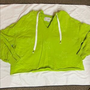 Anthropologie Lime Green Star-Patterned Women's Top